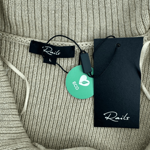 Rails Tessa Womens Sweater Size L Wool 1/4 Zip Ribbed Knit Sand Stripe Preppy - Picture 5 of 15